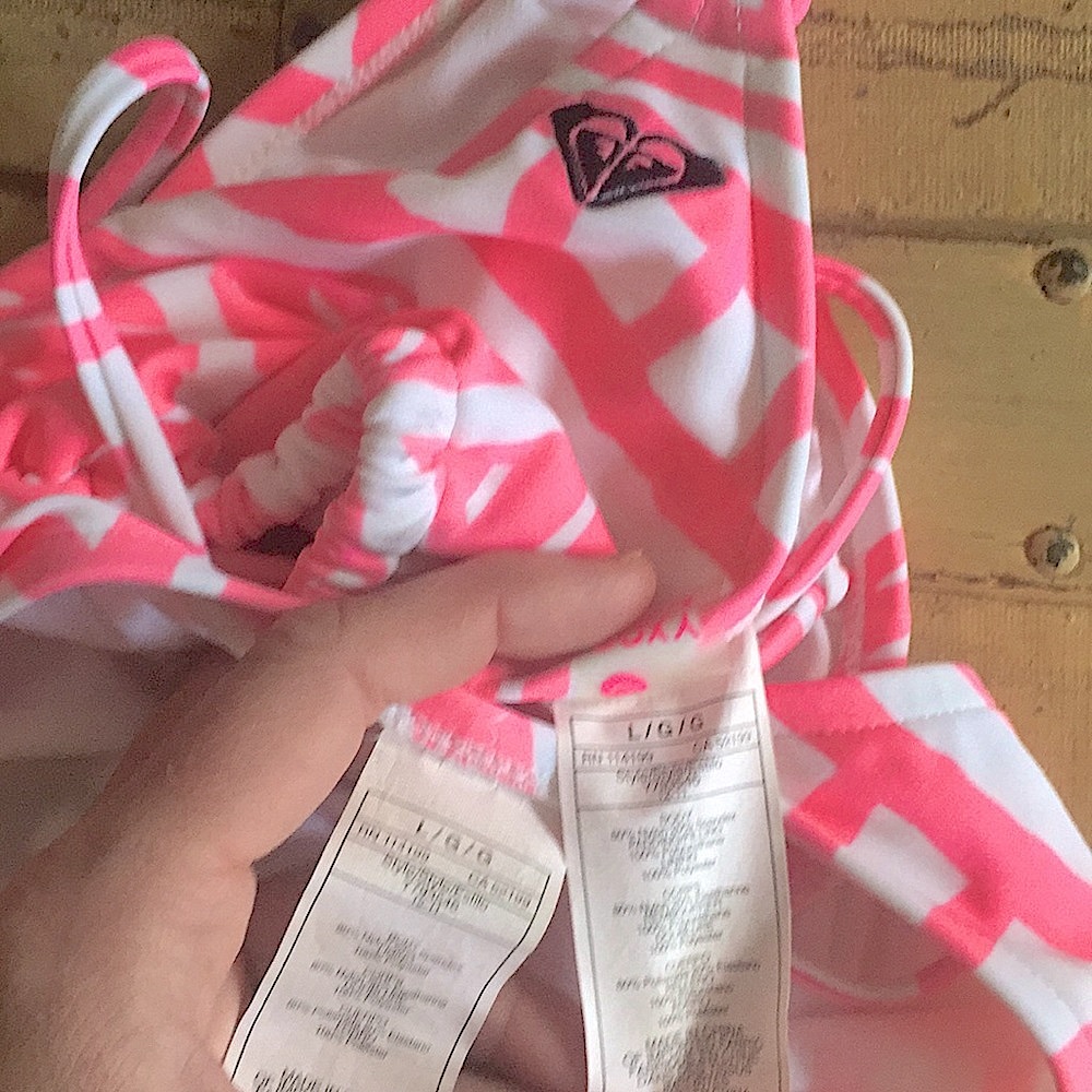 Roxy Surf Swim Boho Pattern String Bikini Set L M - image 5